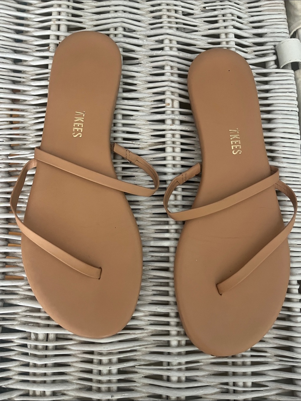 TKEES Thin Strap Slide Sandals in Nude/Tan sarit - Picture 3 of 4